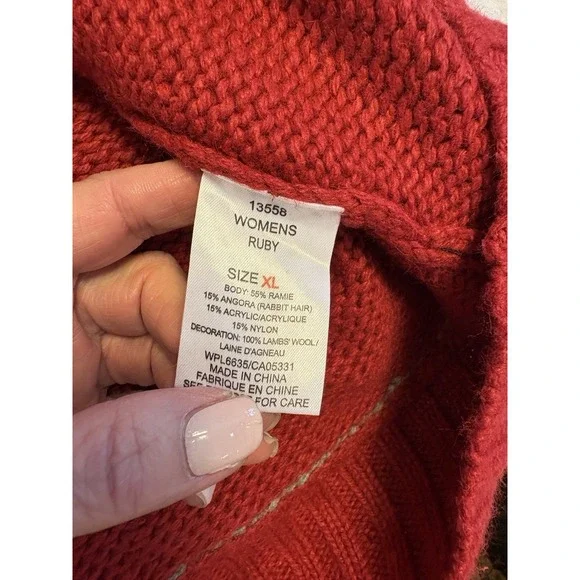 Vintage Woolrich Women's Snowflake Sweater, Red, XL, Angora - Picture 7 of 11
